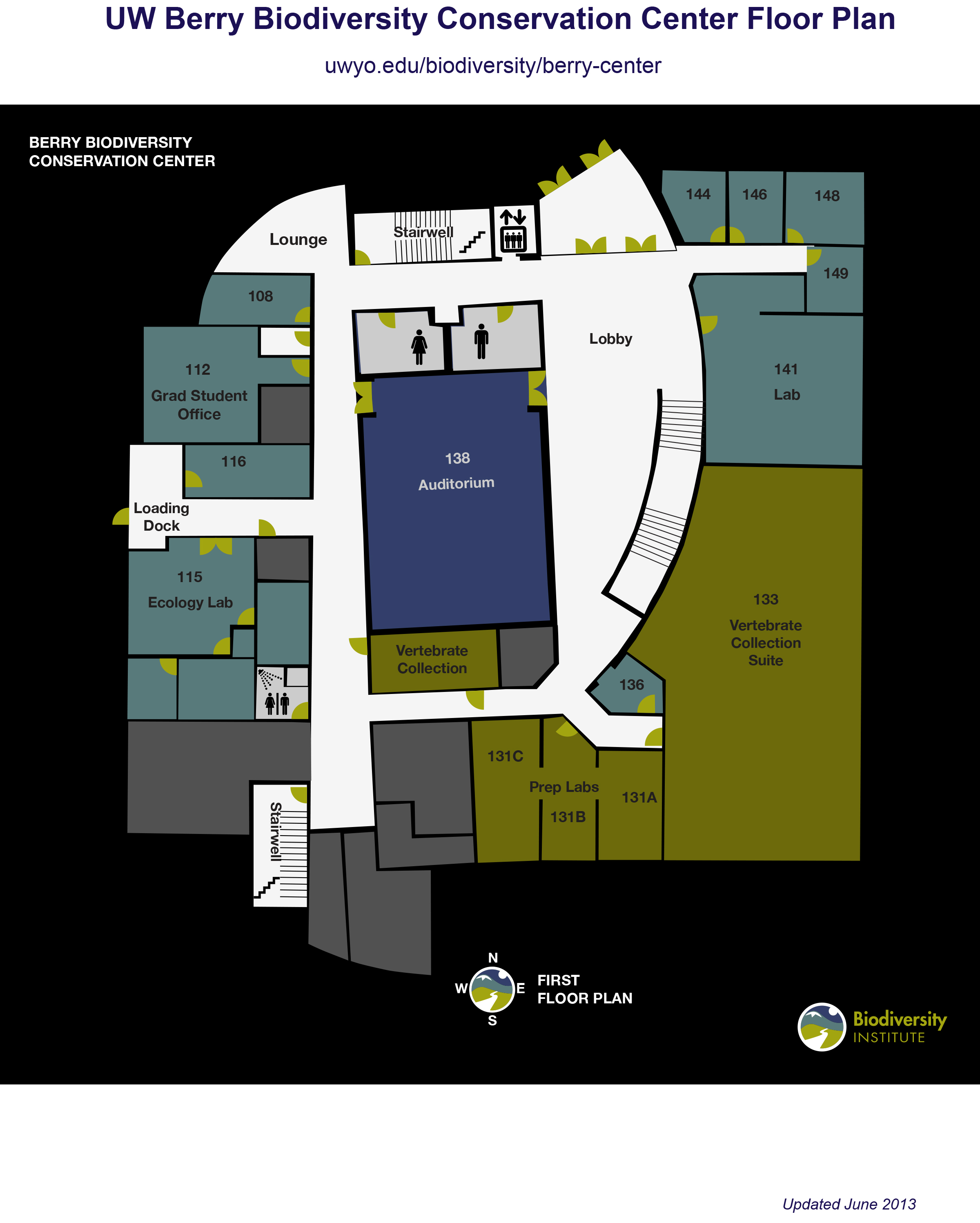 Floor Plan of first floor of Berry Biodiversity Conservation Center
